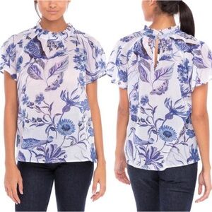 Banjanan Floral Puff-Sleeve Cotton Top